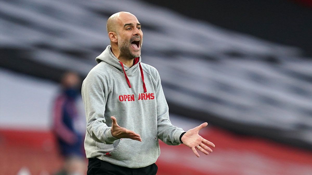 Pep Guardiola, durante un partido del Manchester City