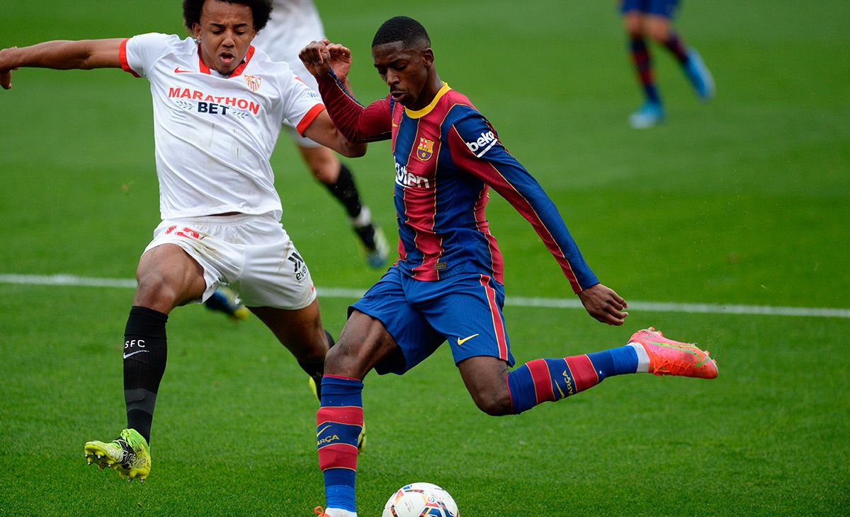 Ousmane Dembélé, defining against the Seville