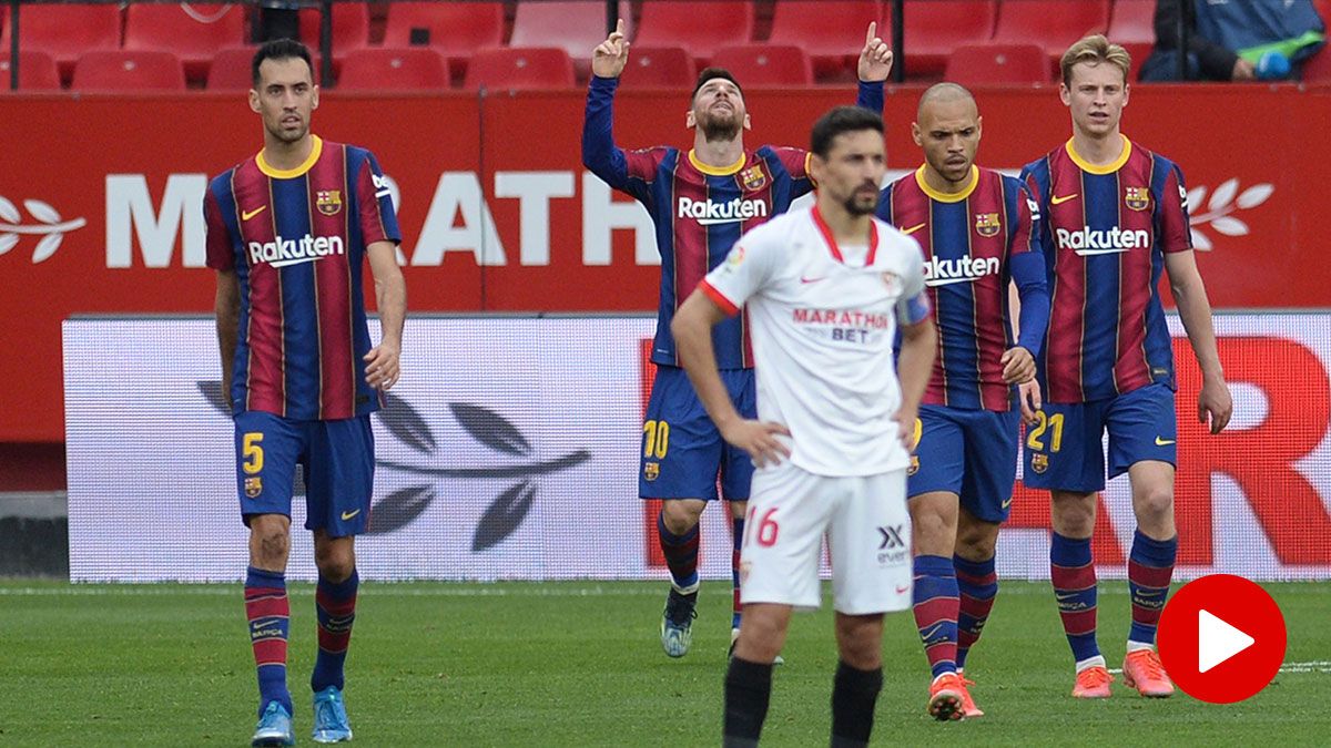 Leo Messi, después de marcar otro gol en el Sánchez Pizjuán