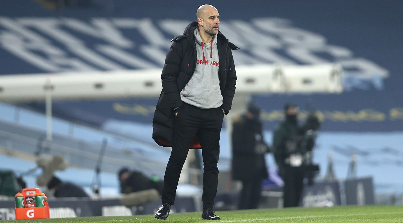 Pep Guardiola en el partido del City ante el Wolves