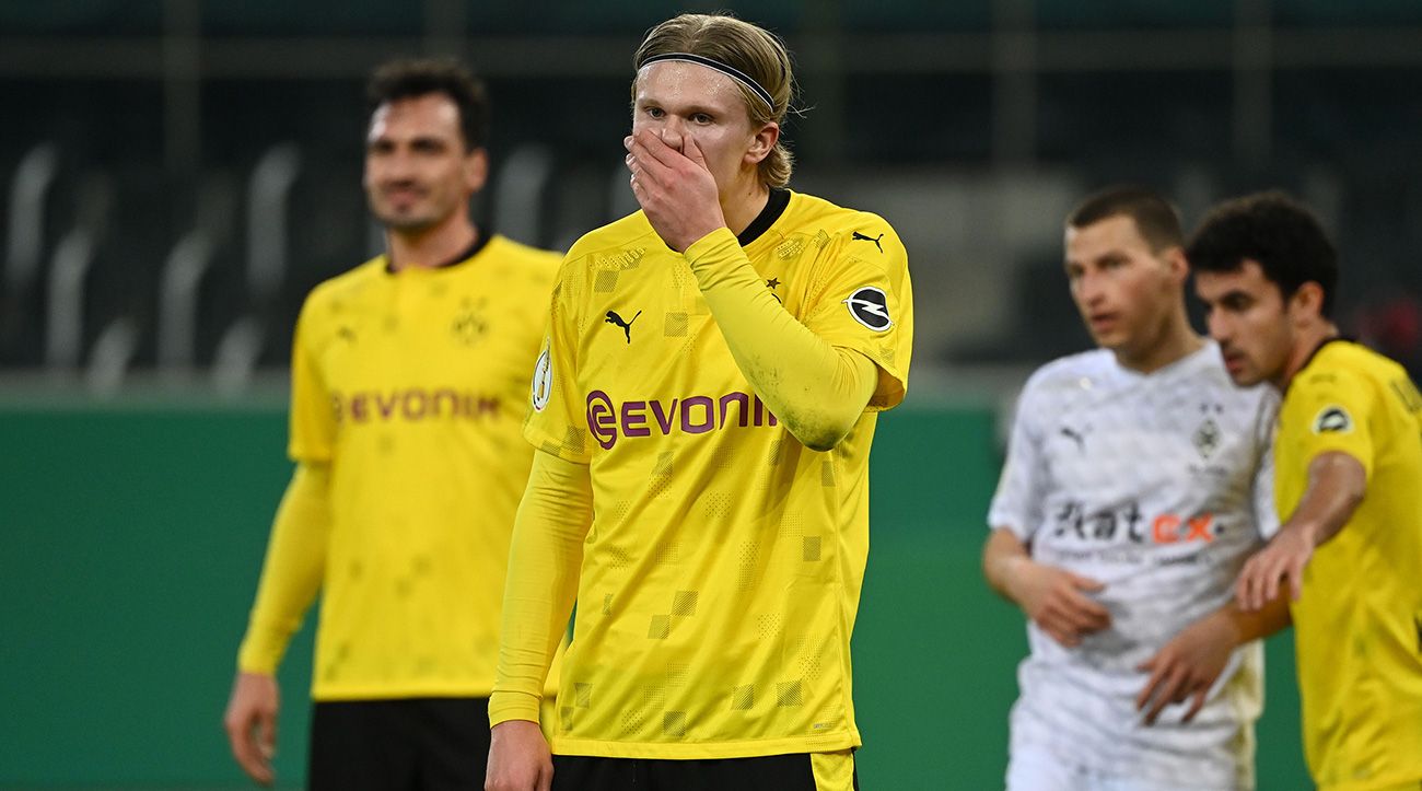 Erling Haaland en un partido con el Borussia Dortmund