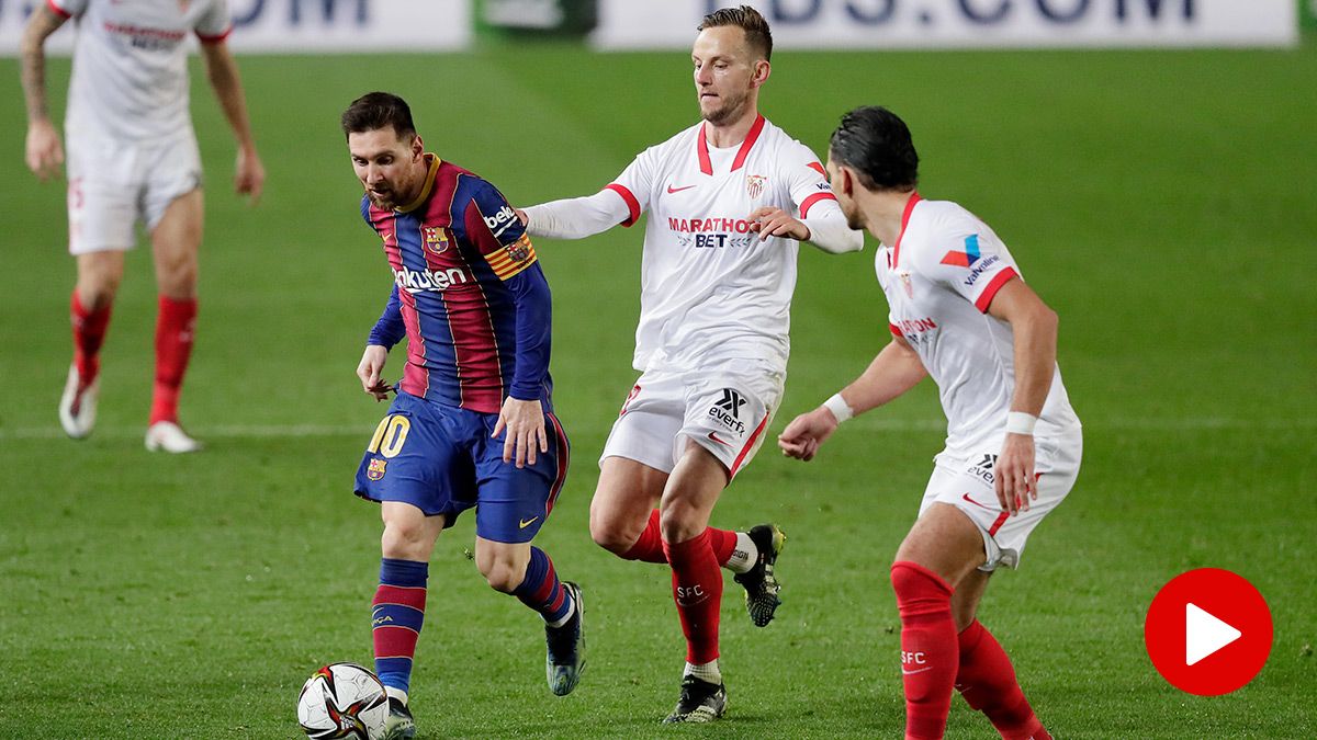 Leo Messi, durante el partido copero contra el Sevilla en el Camp Nou