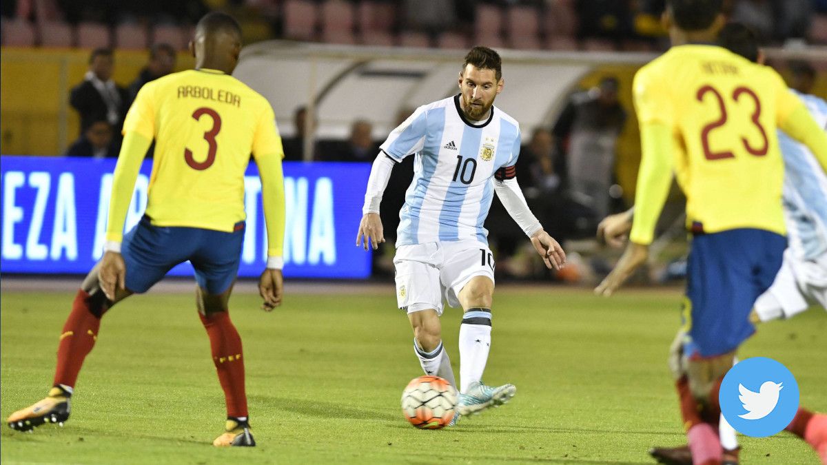 Messi en un partido de las eliminatorias sudamericanas