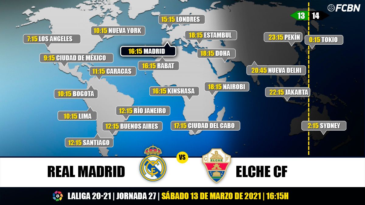 Schedules of TV of the Real Madrid-Elche