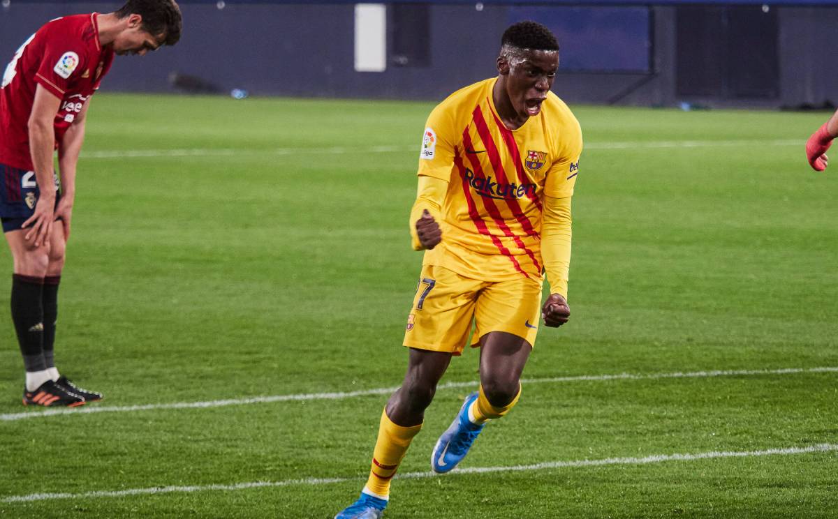 Ilaix Moriba en un partido del Barça