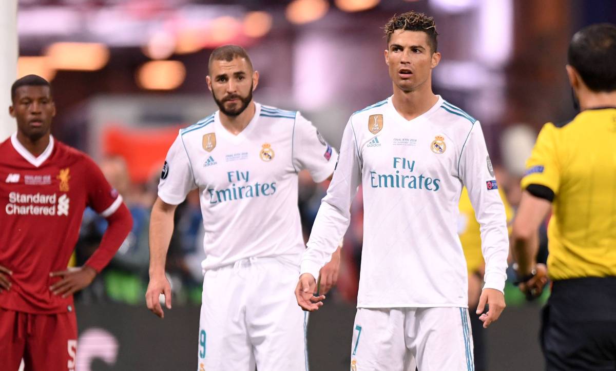 Benzema y Cristiano en la final de Champions de 2018