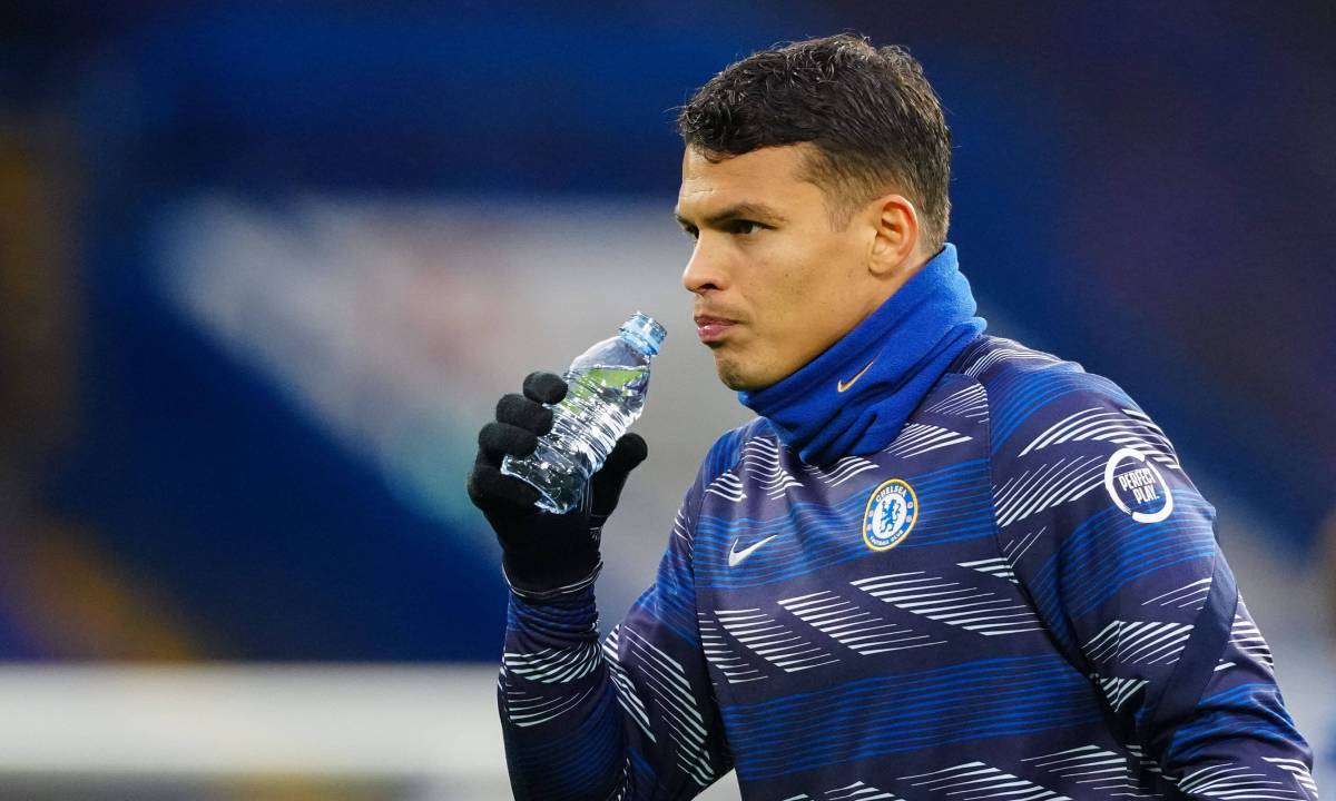 Thiago Silva in a training with Chelsea