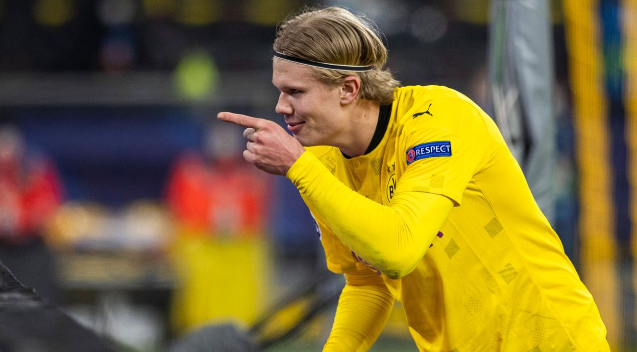 Erling Haaland Celebrates one of his goals