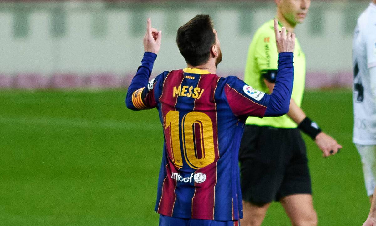 Messi celebrating a goal of the Barça