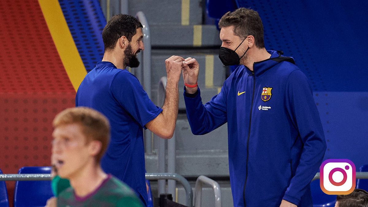 Pau Gasol in a party of the team of basketball of the Barcelona