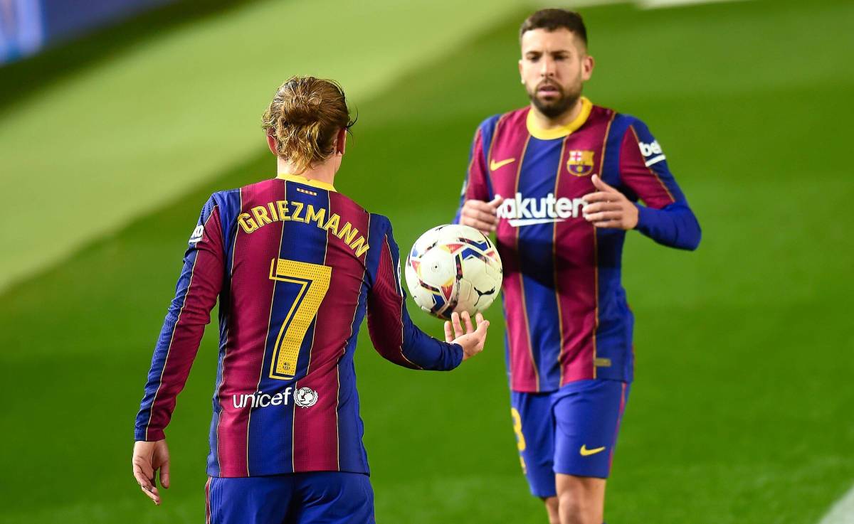 Griezmann y Jordi Alba en un partido del Barça