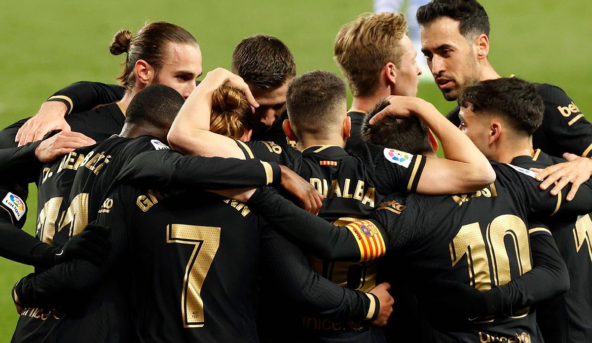 The FC Barcelona, celebrating the goal of Griezmann in Anoeta