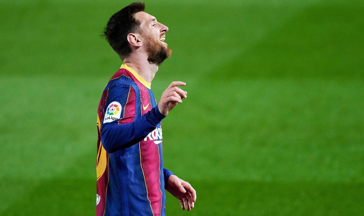 Messi celebra un tanto con el FC Barcelona