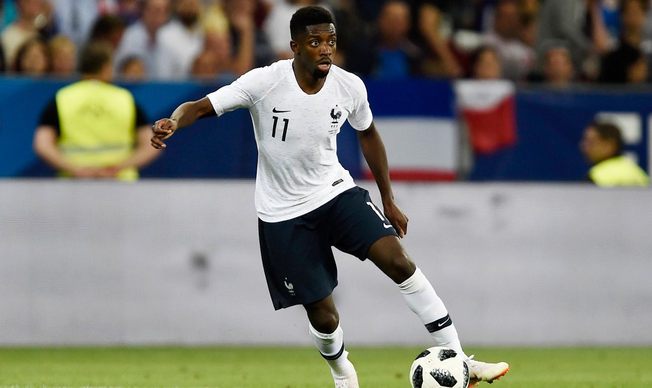 Ousmane Dembélé con Francia en un partido