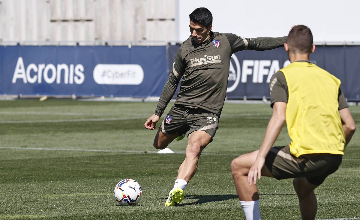 Luis Suárez in a training of the Athletic of Madrid