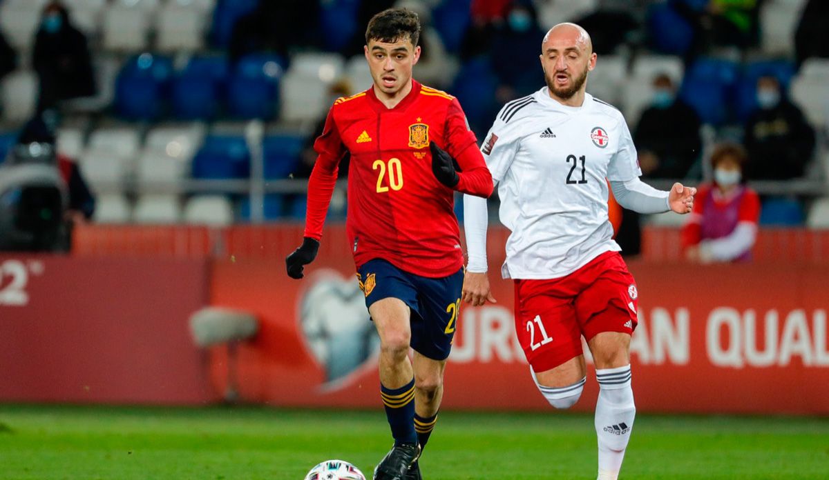 Pedri en el Georgia-España de la fase de clasificación para el Mundial / Foto: Twitter oficial de la Selección Española