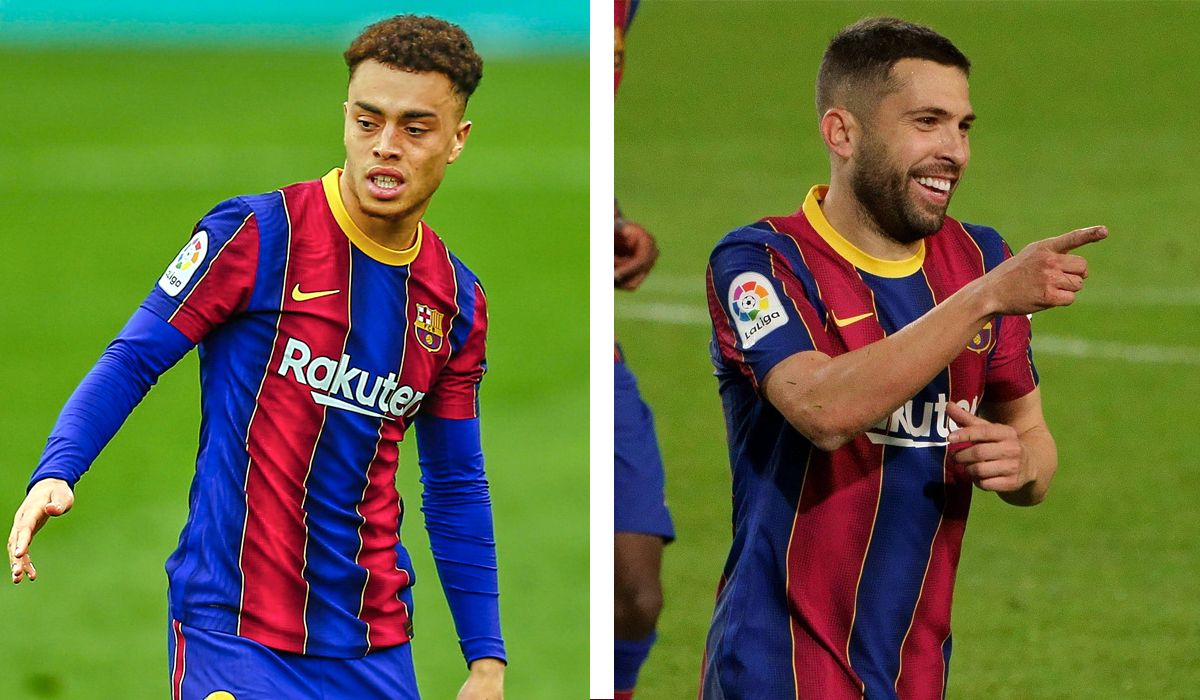Sergiño Dest y Jordi Alba, jugadores del FC Barcelona
