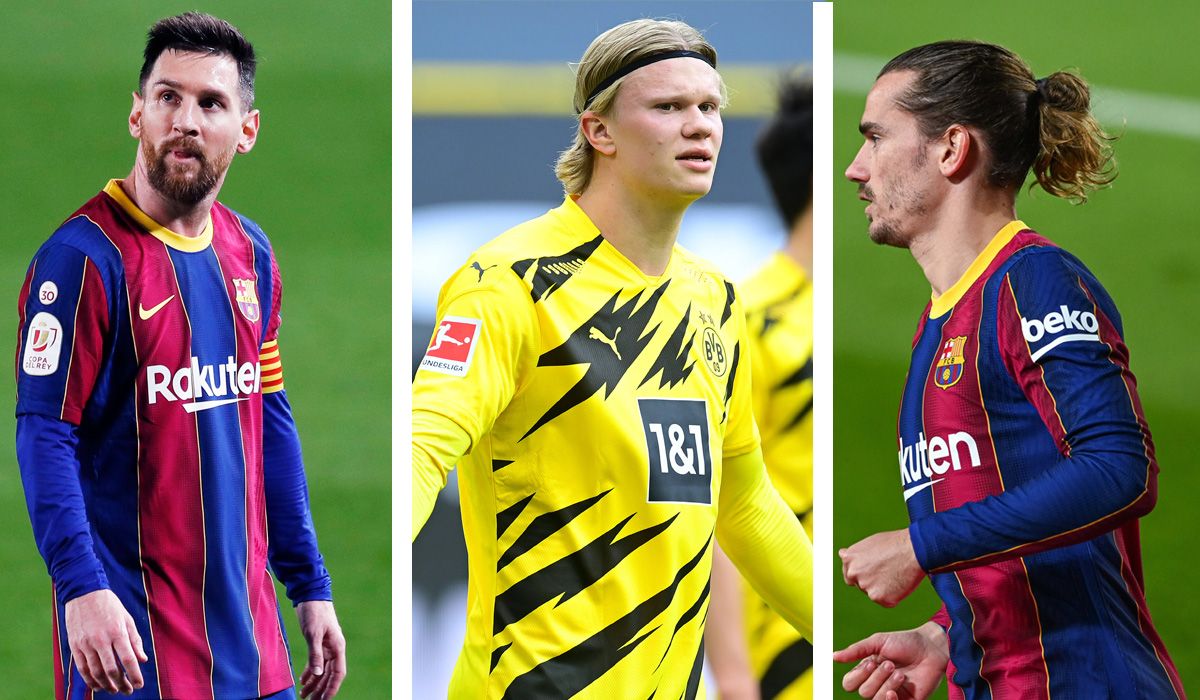 Of left to right, Lionel Messi, Erling Haaland and Antoine Griezmann