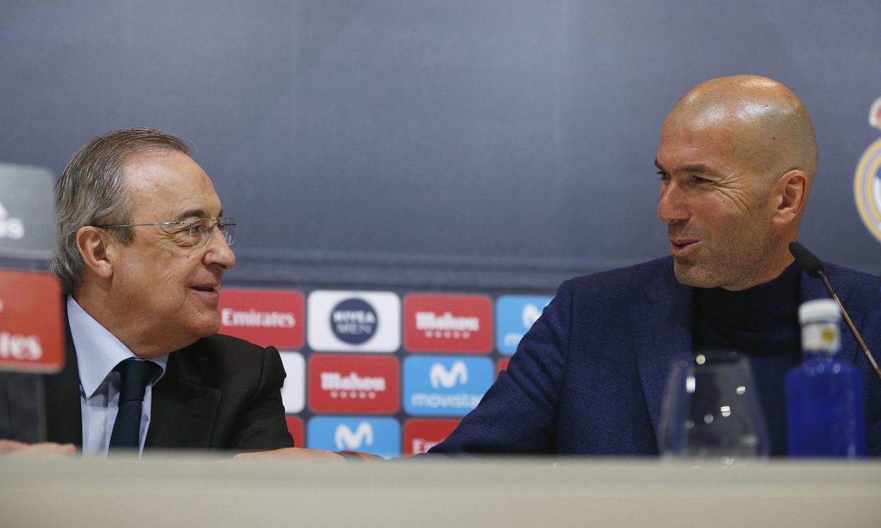Florentino Pérez and Zinedine Zidane, president and trainer of the Real Madrid
