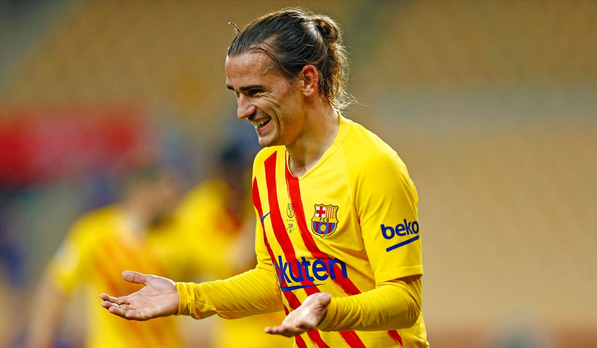 Antoine Griezmann in the celebration of the Copa del Rey