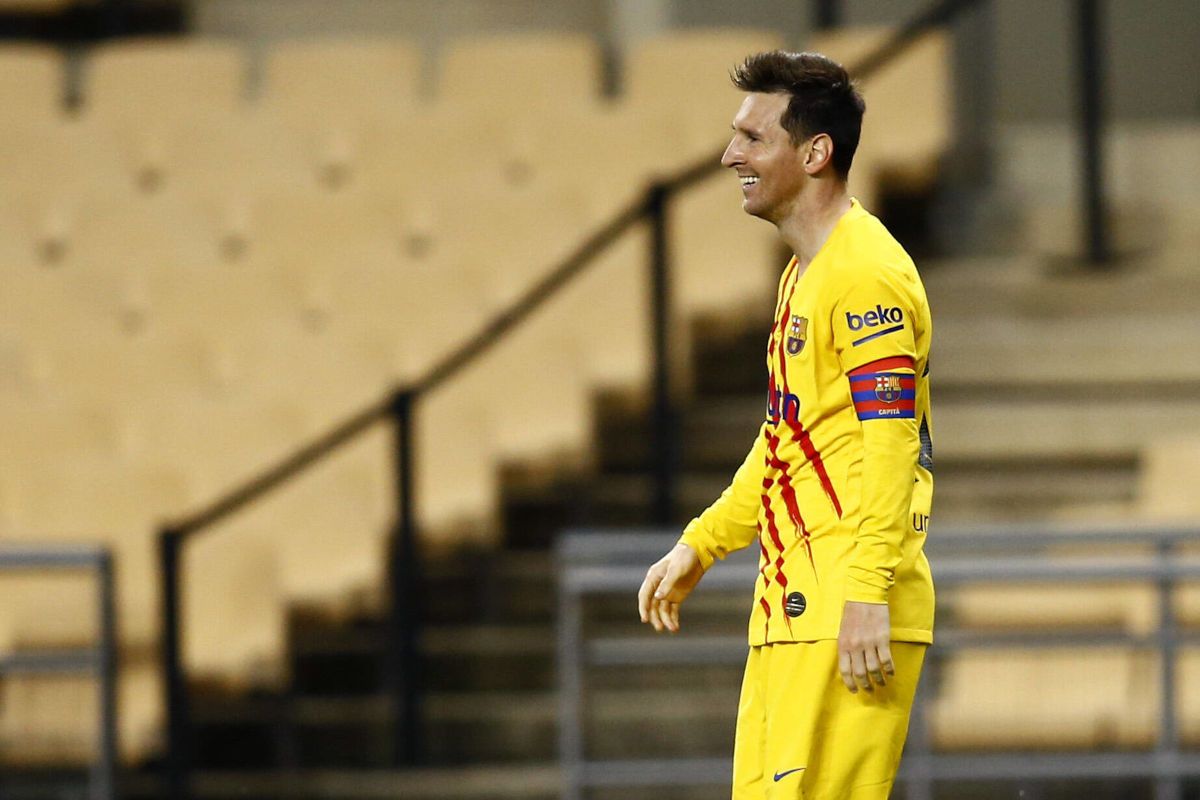 Messi after antar one of his two goals in front of the Athletic Bilbao