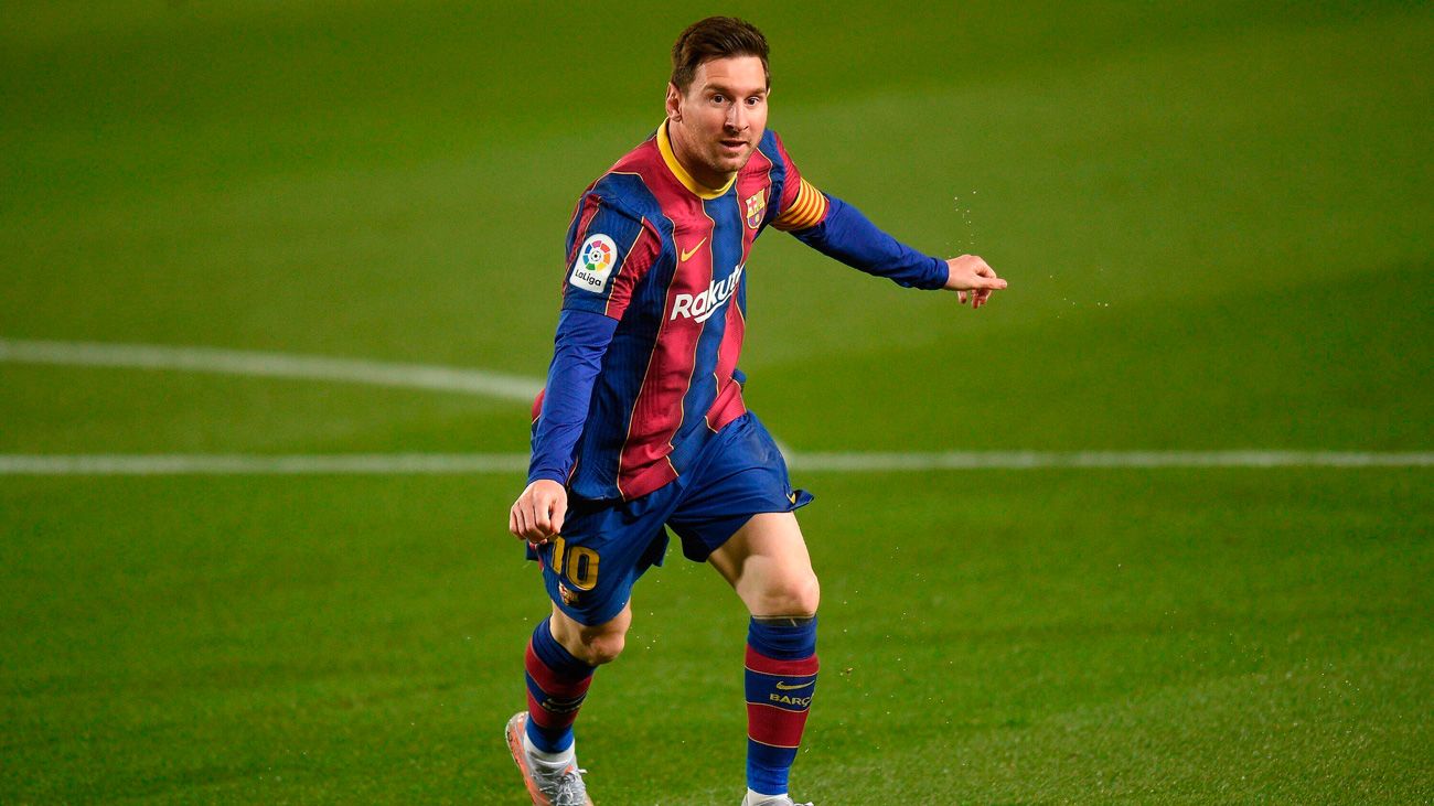 Leo Messi celebrates one of his goals against the Getafe