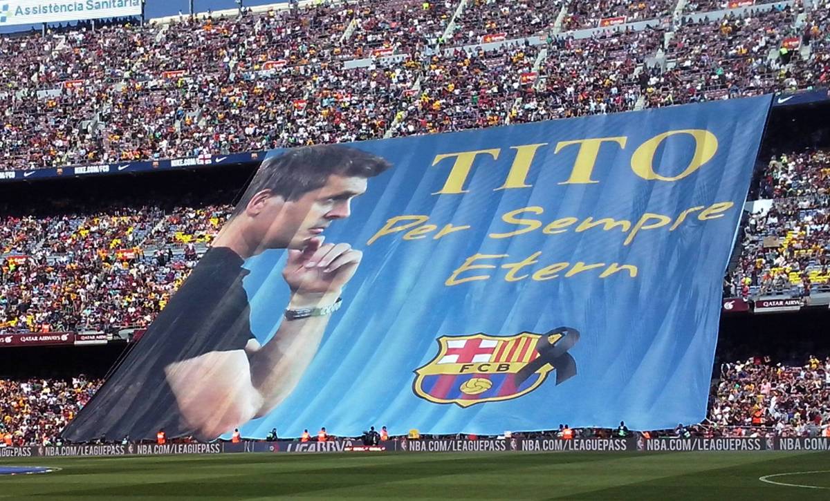 Homenaje a Tito Vilanova en el Camp Nou