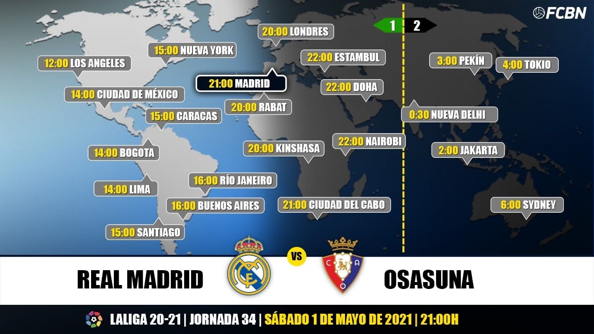 Horarios y TV del Real Madrid-Osasuna de LaLiga 2020-21