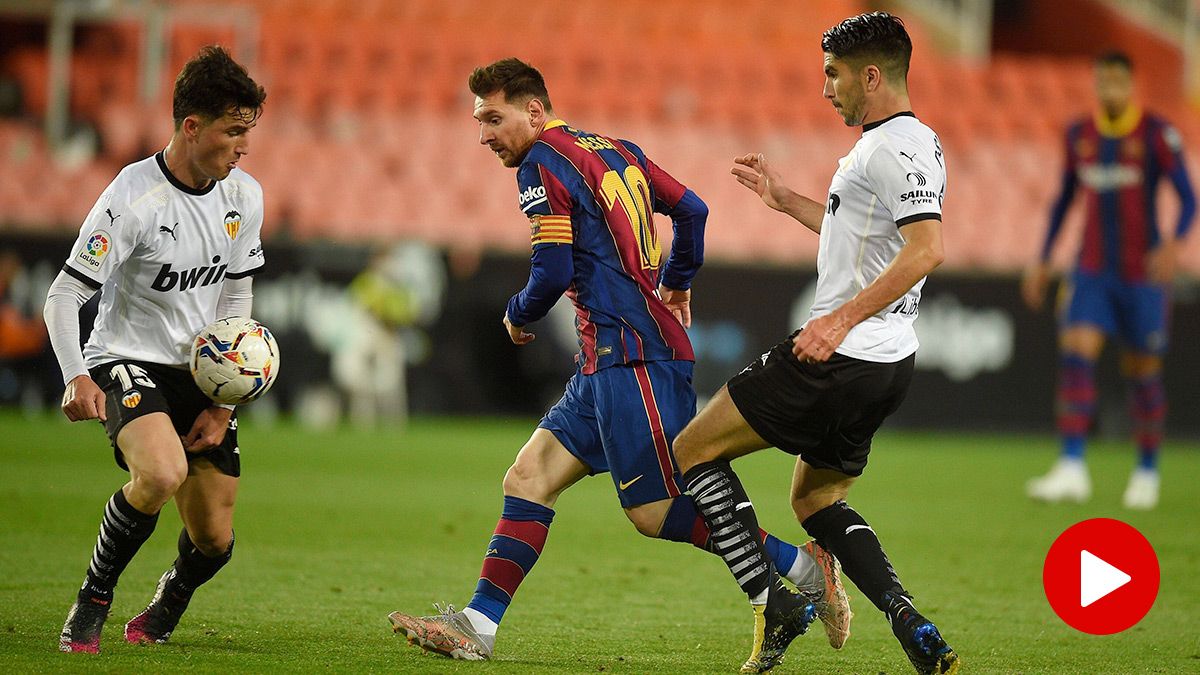 Leo Messi, during the match of this Sunday against Valencia in Mestalla