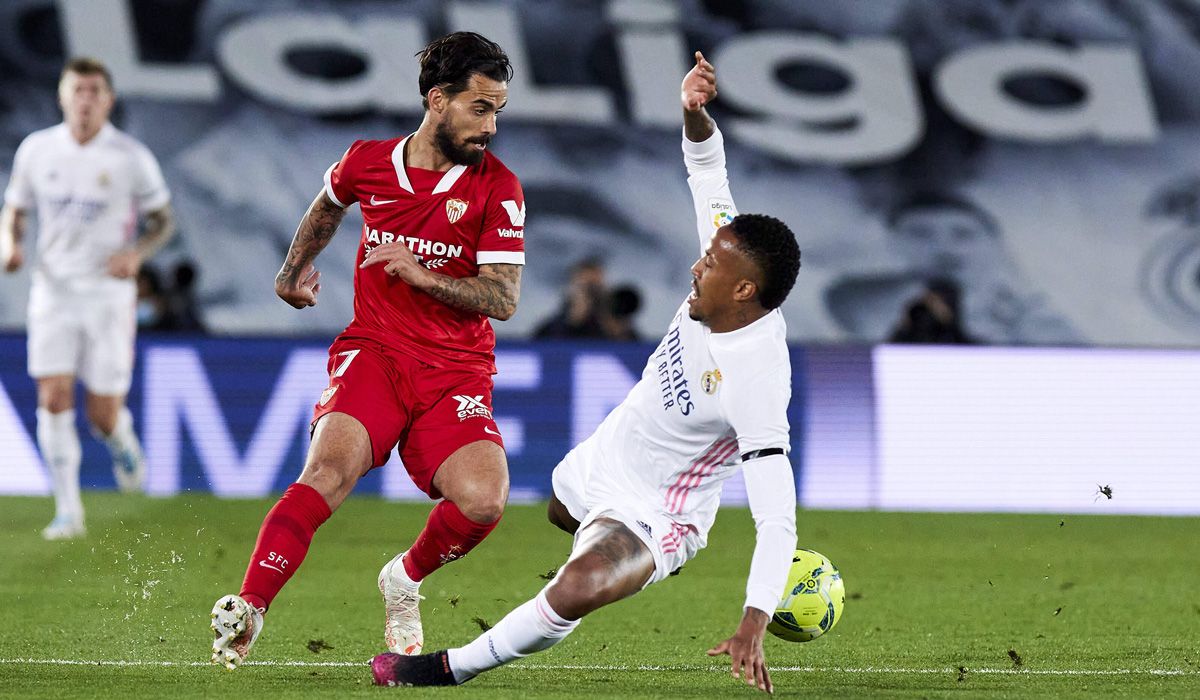 Militao durante el partido ante el Sevilla