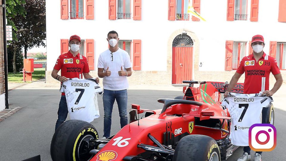 Cristiano Ronaldo en la sede de Ferrari / Foto: @ferrari