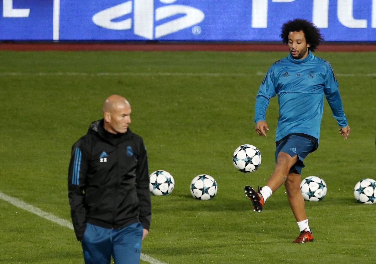 Zidane and Marcelo in a training