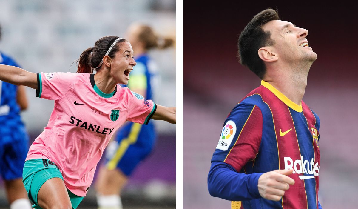 Aitana and Messi, players of the FC feminine and masculine Barcelona, respectively