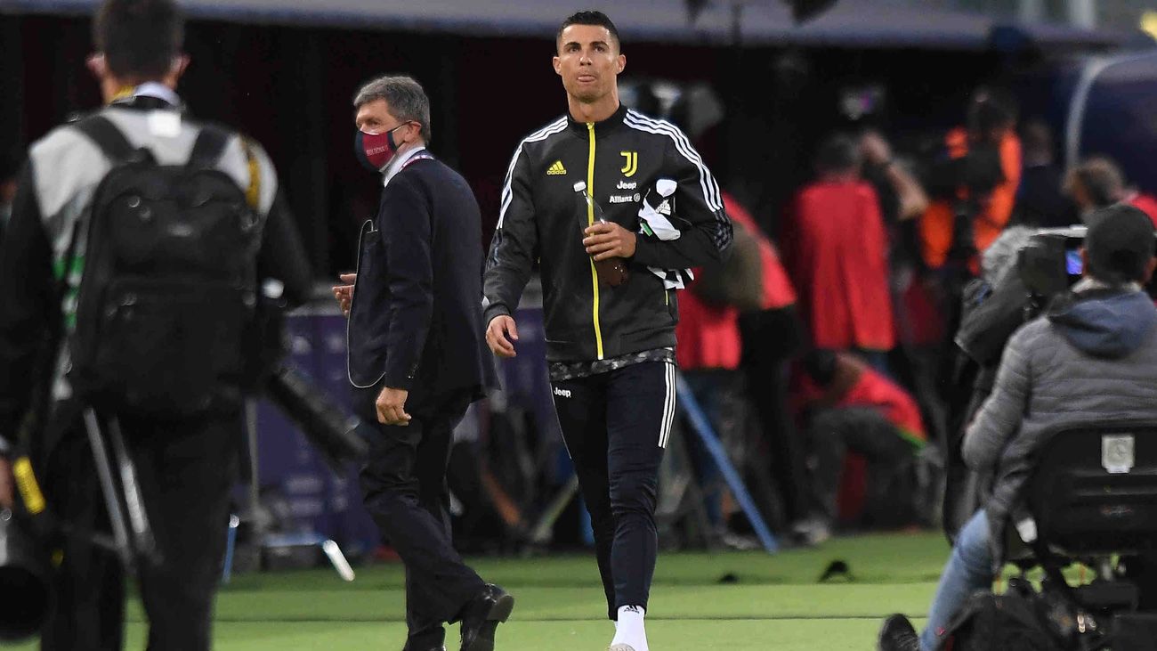 Cristiano Ronaldo antes de un partido de la Juventus