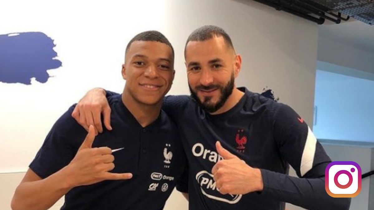Mbappé And Benzema together photo benzema