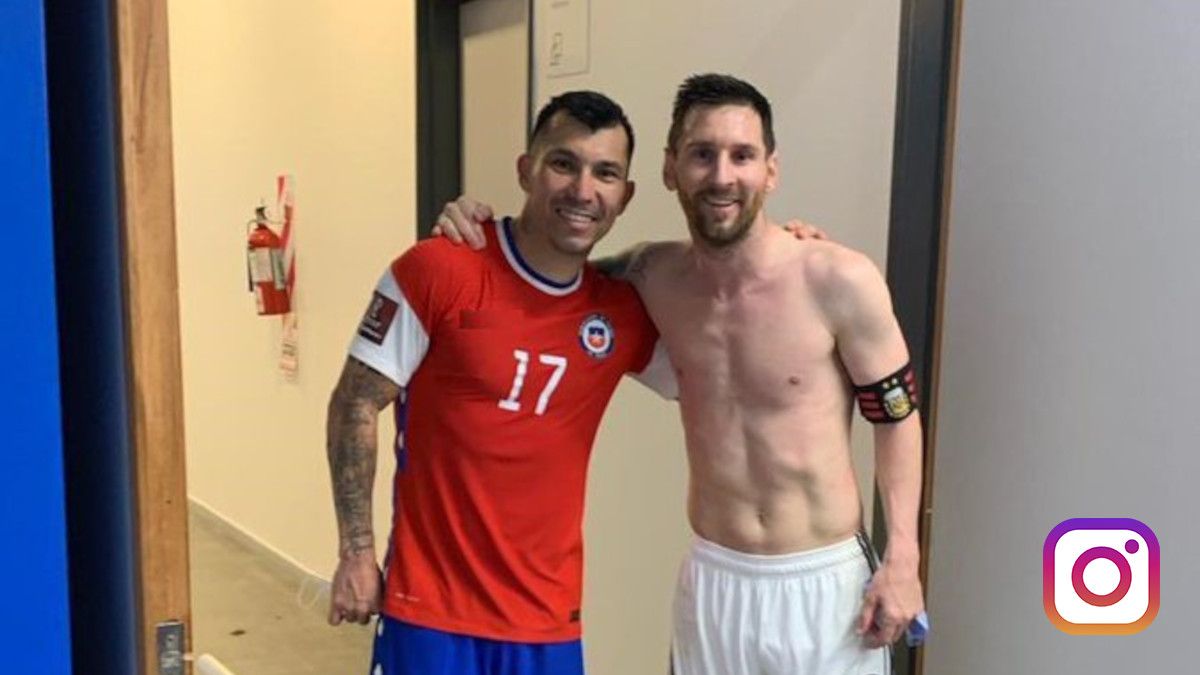 Messi y Medel luegto del partido entre Chile y Argentina