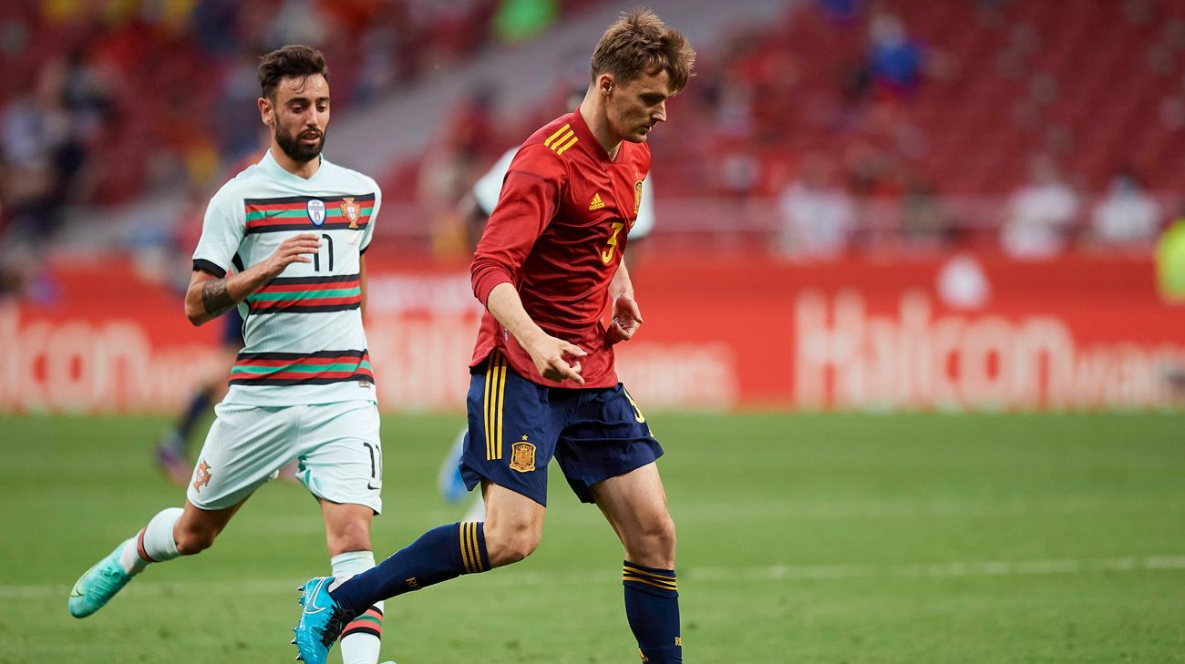 Diego Llorente in the friendly against Portugal