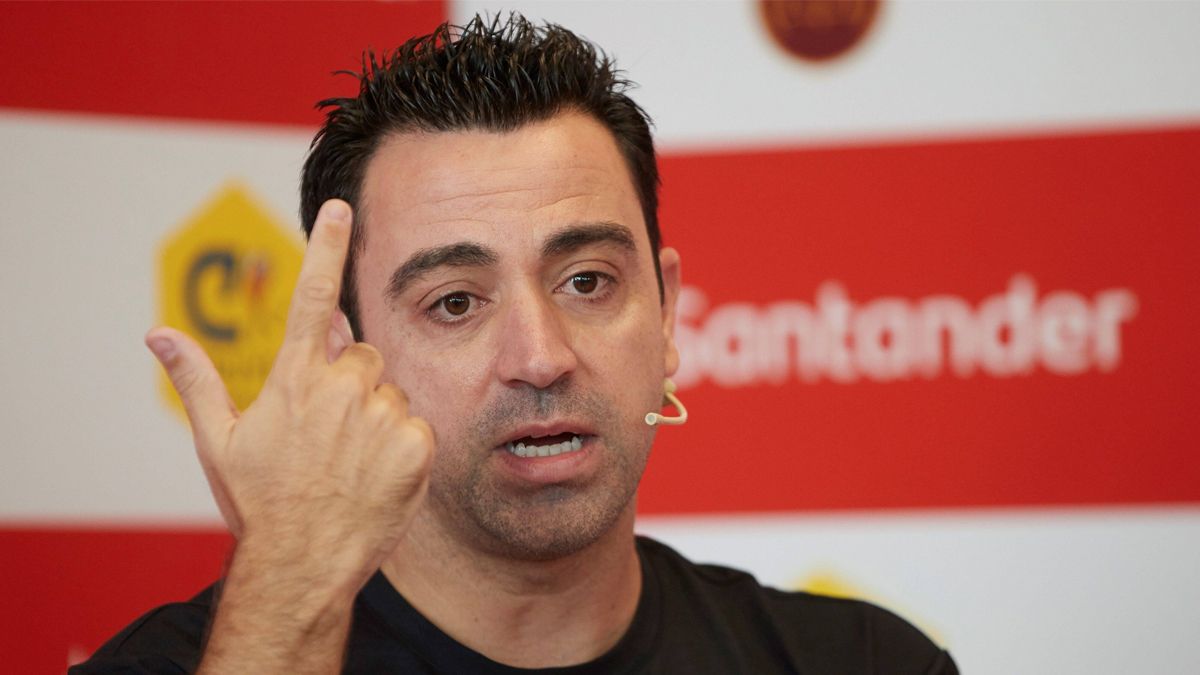 Xavi Hernández, during the presentation of his Campus