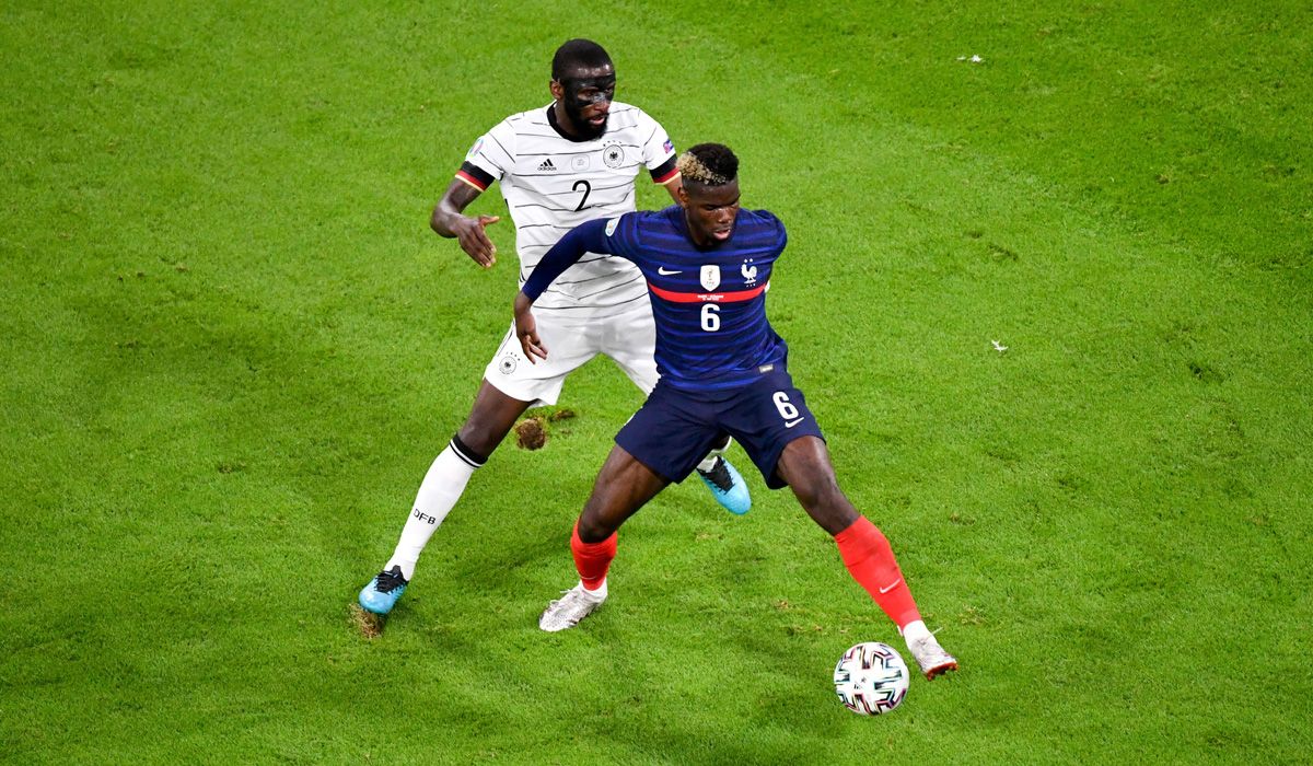 Antonio Rudiger and Paul Pogba in a party of the Eurocopa