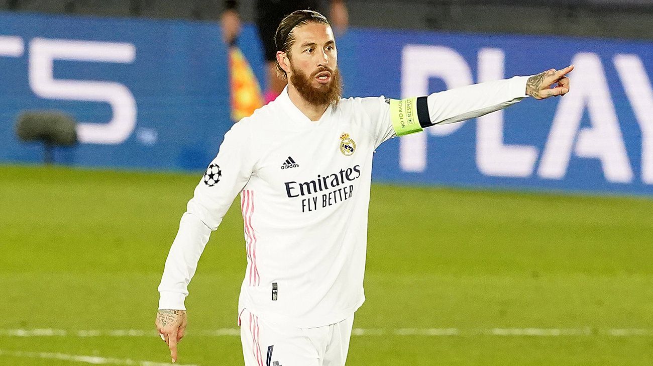 Sergio Ramos en un partido con el Madrid