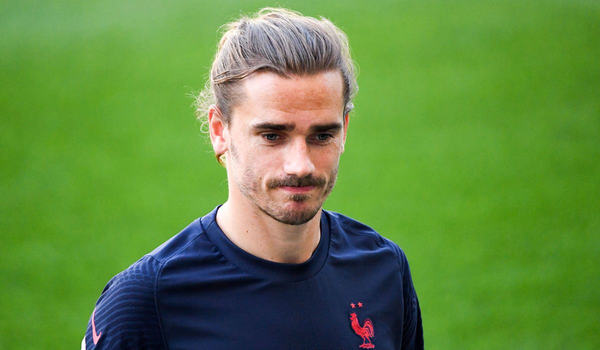 Antoine Griezmann en un entrenamiento con Francia