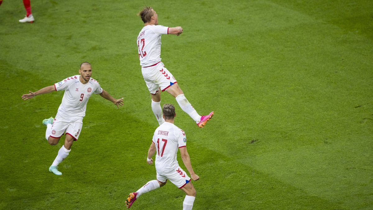 Braithwaite celebrando un gol en la Eurocopa