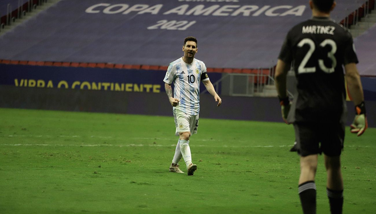 Leo Messi en la tanda de penaltis