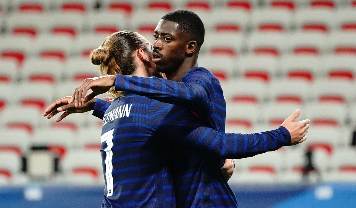 Antoine Griezmann and Ousmane Dembélé with his selection of France