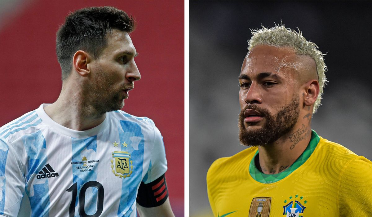 Leo Messi and Neymar Jr, in matches with the Argentine and Brazilian teams, respectively