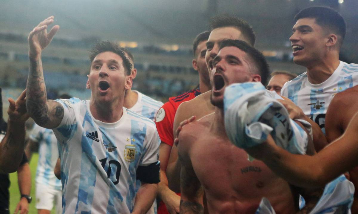 Lionel Messi, during the celebrations by the Glass America