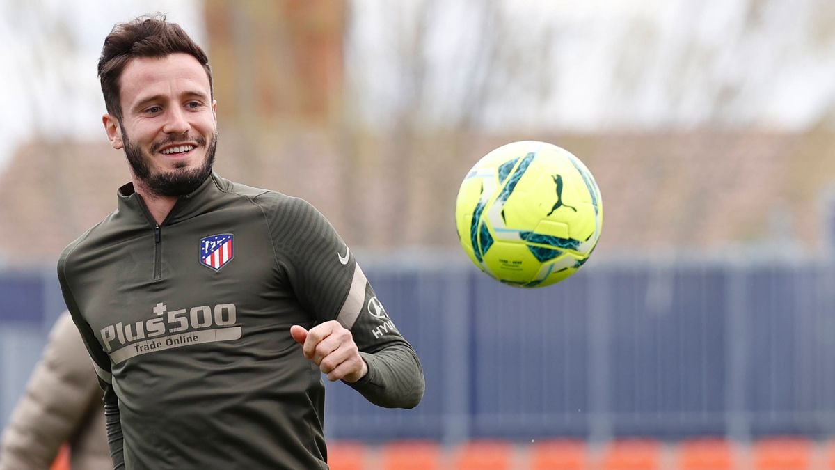 Saúl Ñíguez during a training of the Athletic of Madrid