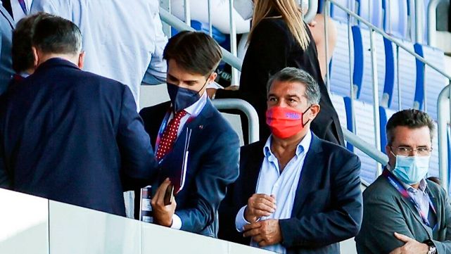 Laporta llegó a tiempo para presenciar el Barça-Nàstic