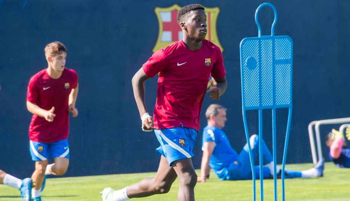 Ilaix Moriba In a training of the Barça B / Image: Twitter Official FCB
