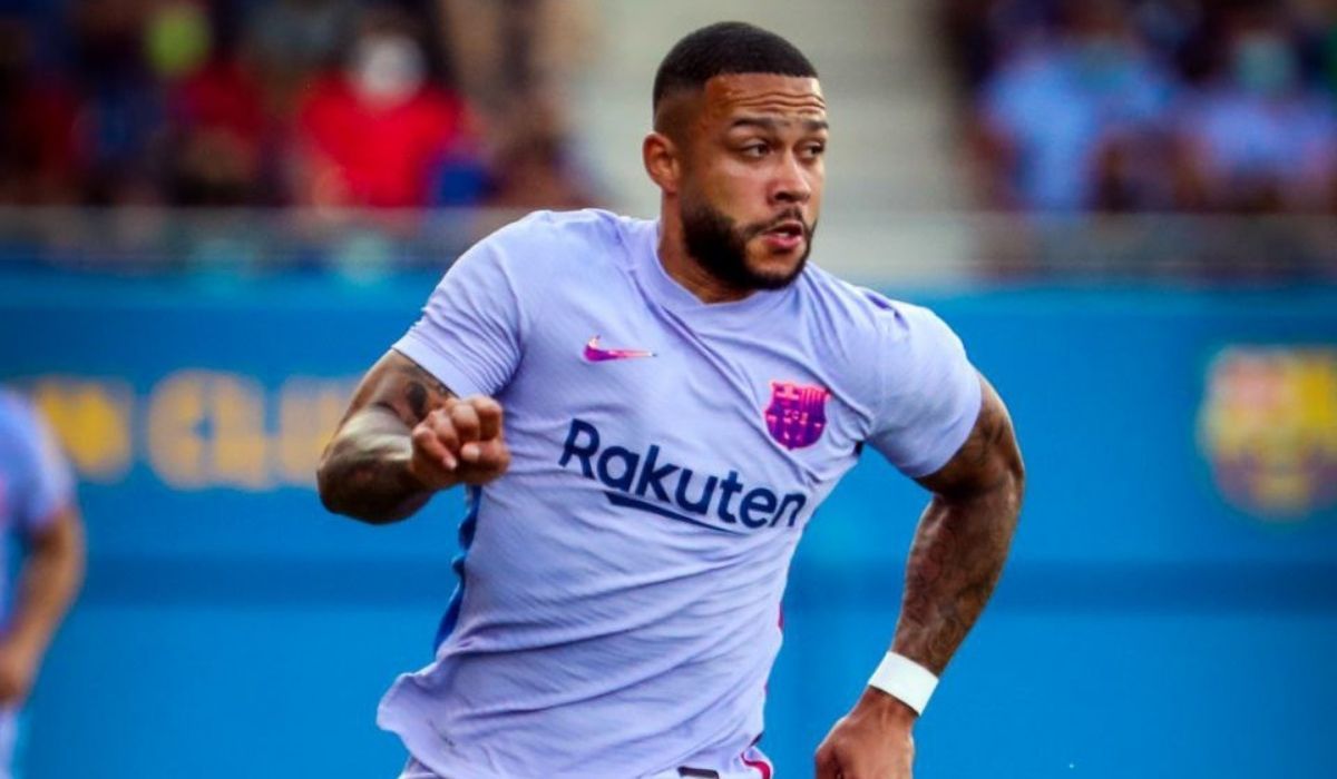 Memphis Depay en su debut como jugador del Barça